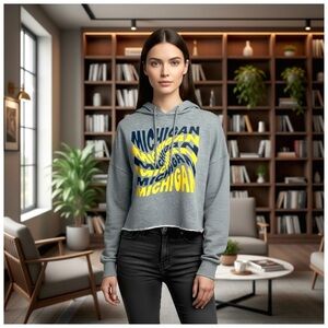 ZooZats Women’s Cut-Off ‘Michigan’ Hoodie. Medium. NWT